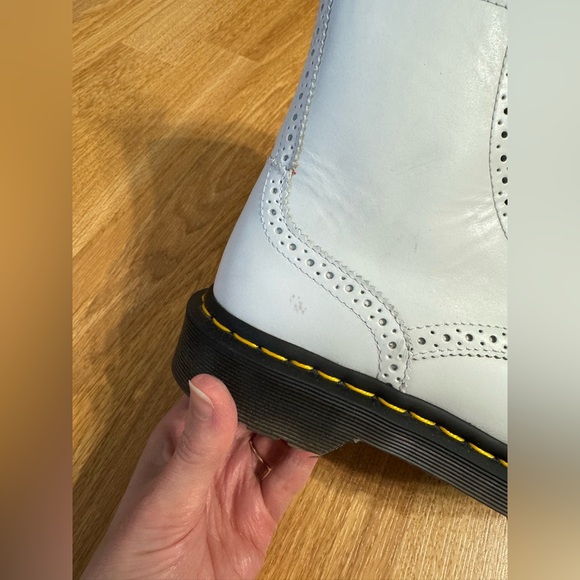 Dr Martens 1460 Bentley II White Leather Red Heart Ankle Brogues Wedding Boots - Picture 6 of 15